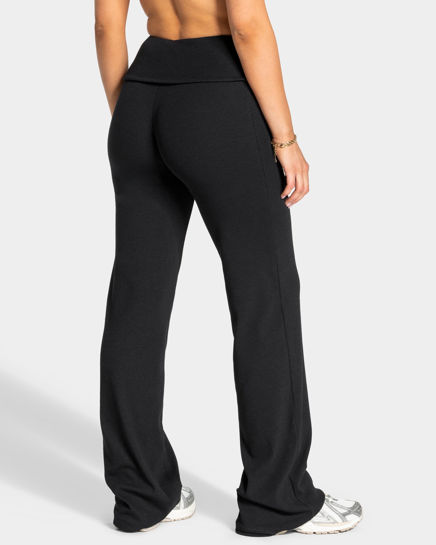 Soft Ribbed Fold-Over Straight Leg Pants – Tall ‘Black’
