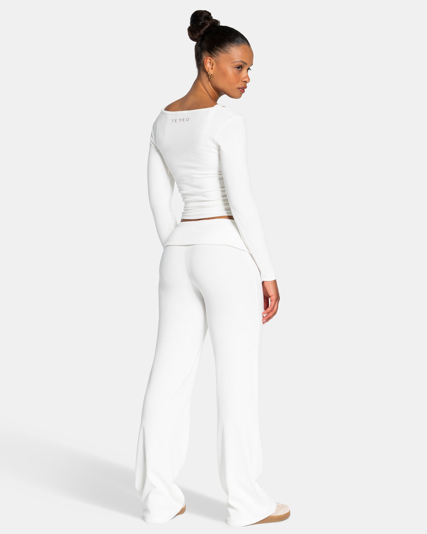 Pantalones Soft Ribbed Foldover Straight Leg Regular «blanco roto»