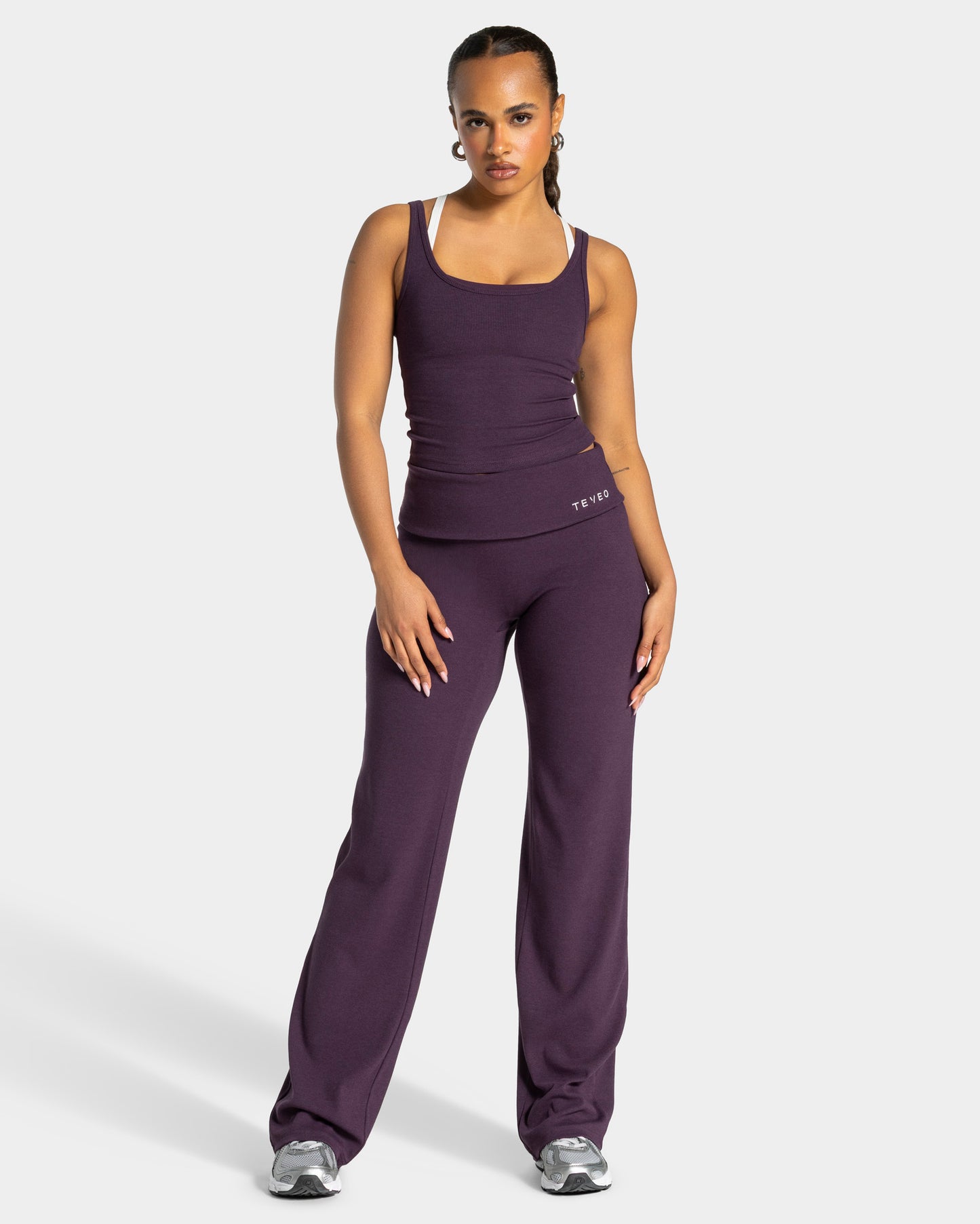 Soft Ribbed Fold-Over Straight Leg Pants – Tall ‘Blackberry’