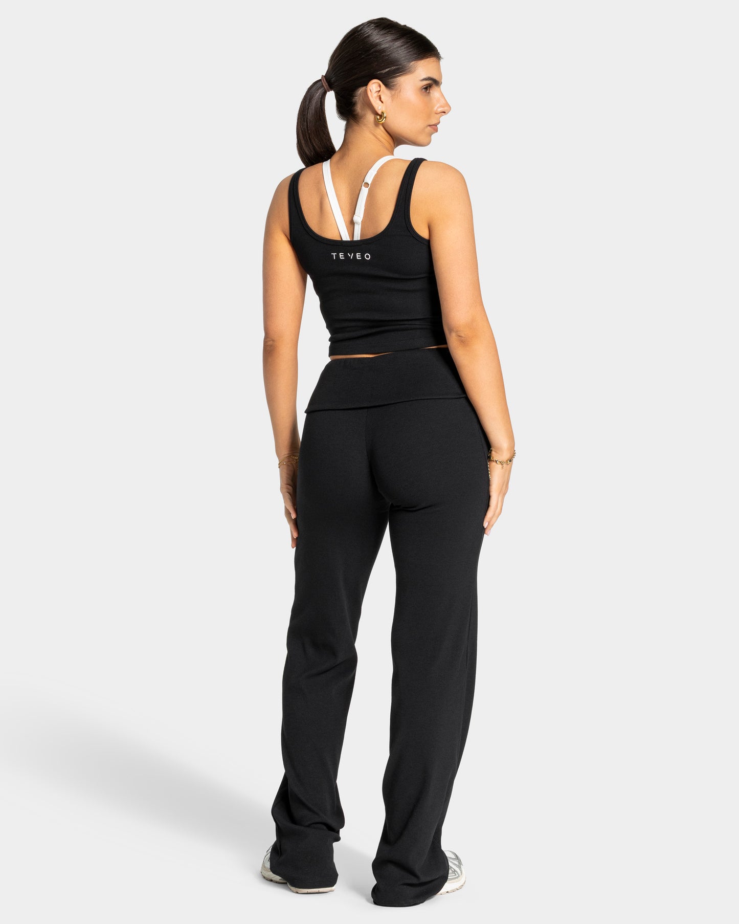 Soft Ribbed Fold-Over Straight Leg Pants – Tall ‘Black’