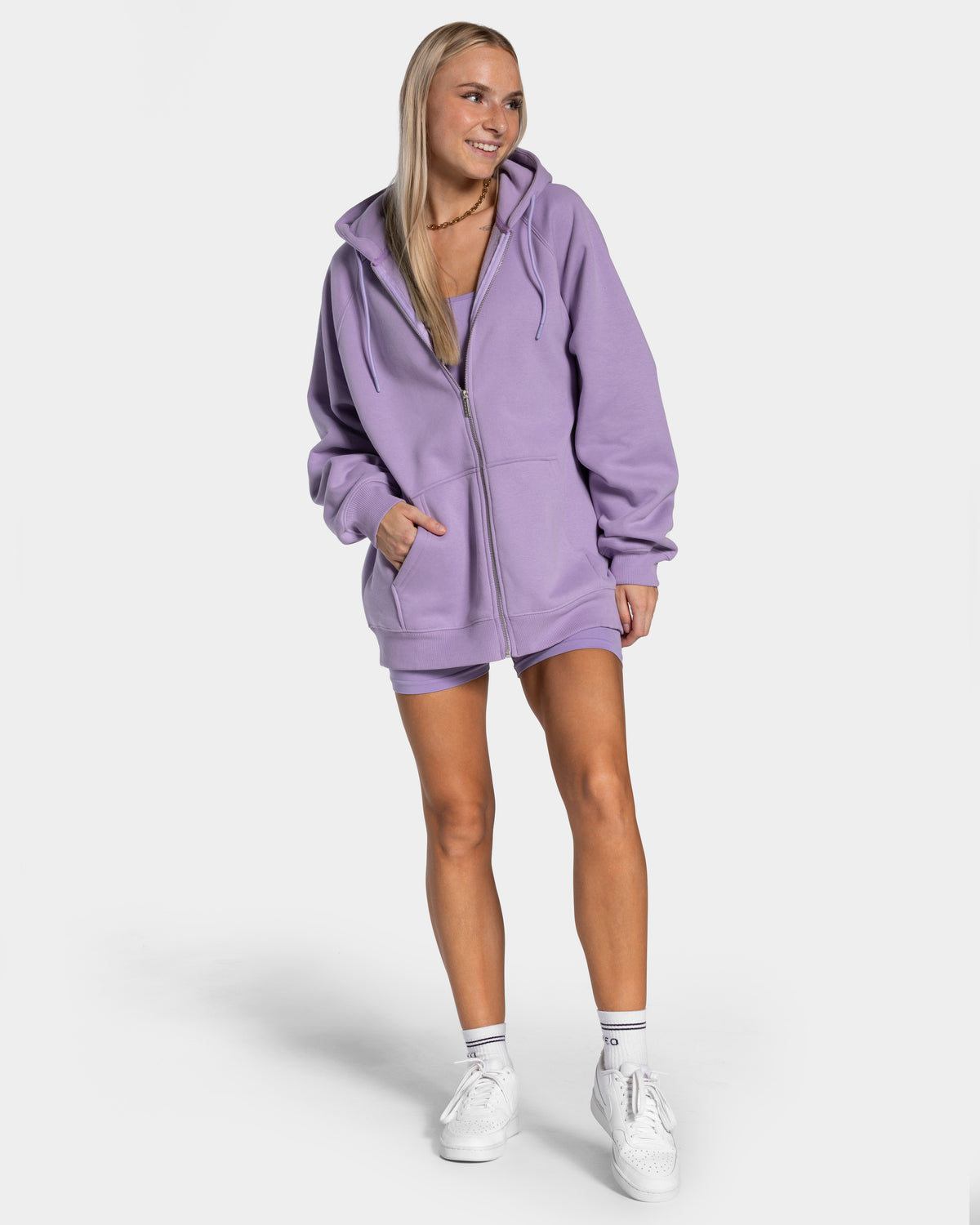 Rozpinana bluza oversize Statement „Liliowy”