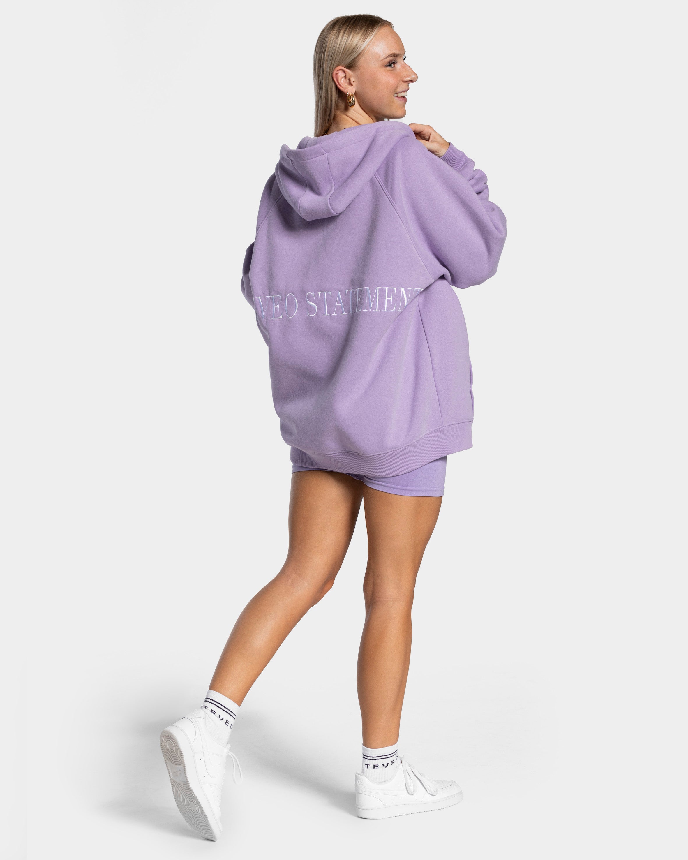 Statement Oversized Full Zip Hoodie 'Lilac'