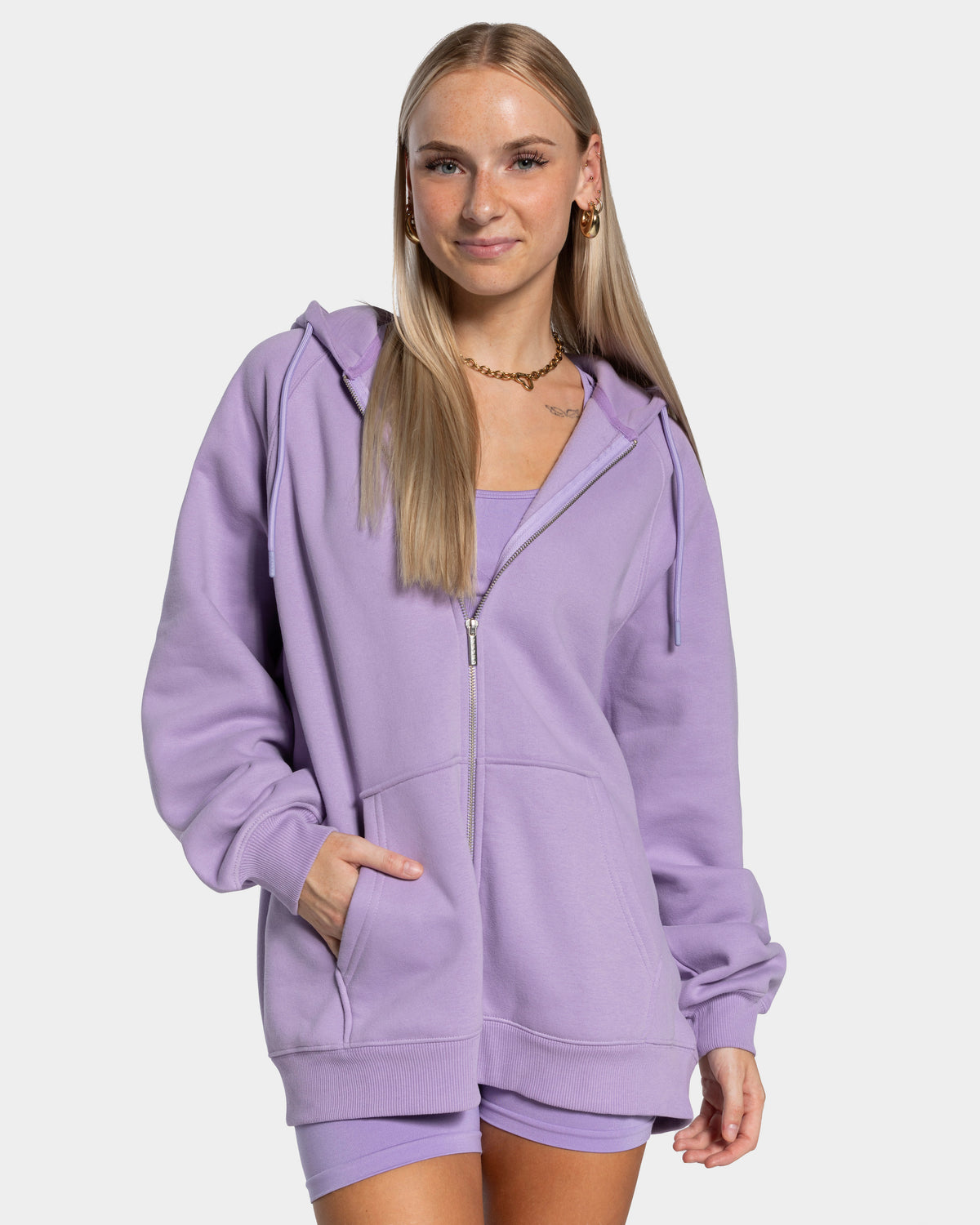 Rozpinana bluza oversize Statement „Liliowy”