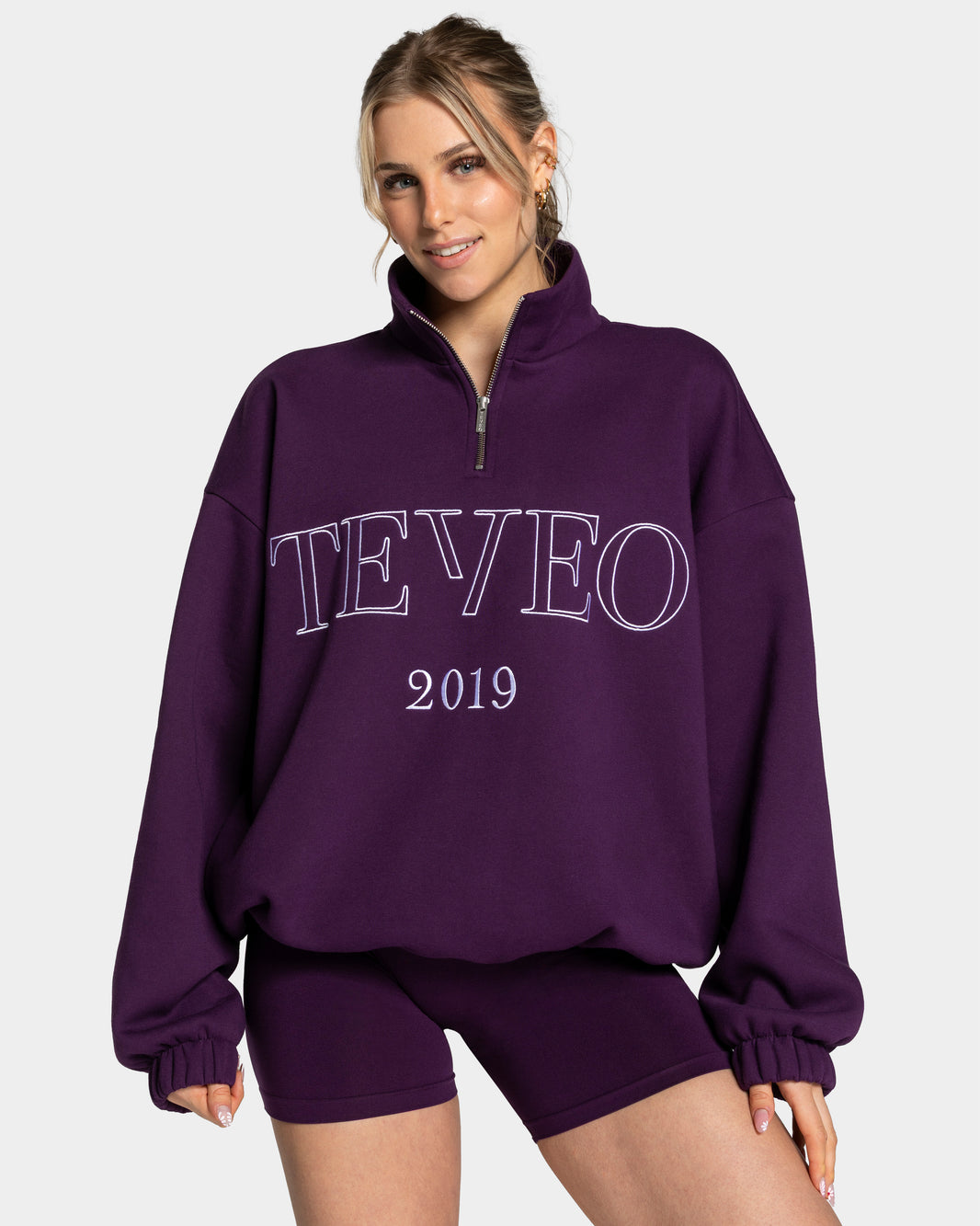 Felpa Femme Half Zip “Melanzana”