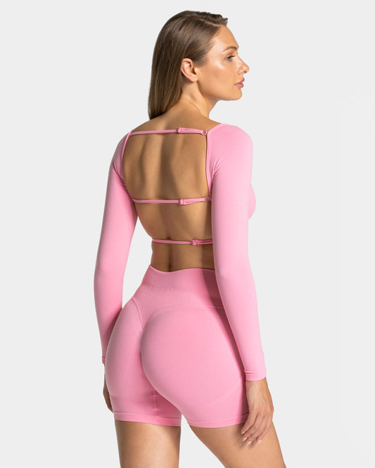 Koszulka z długim rękawem Femme Backless „Różowy”