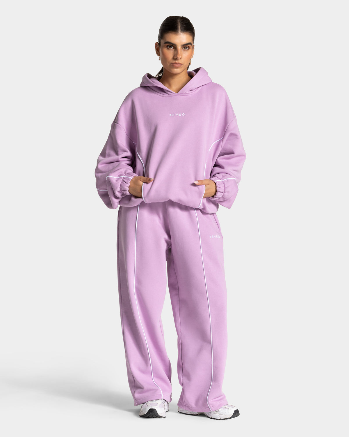Contrastline Hooded Sweater ‘Orchid’