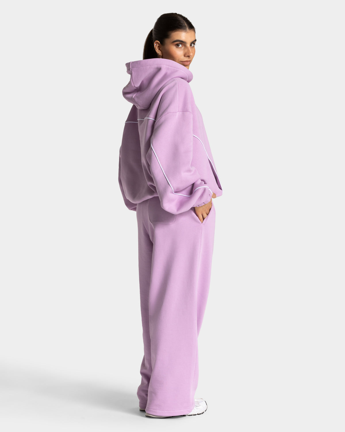 Contrastline Hooded Sweater ‘Orchid’