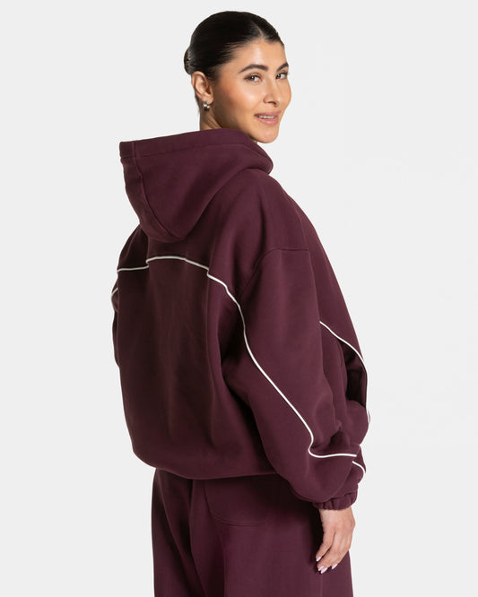 Contrastline Hooded Sweater ‘Plum’