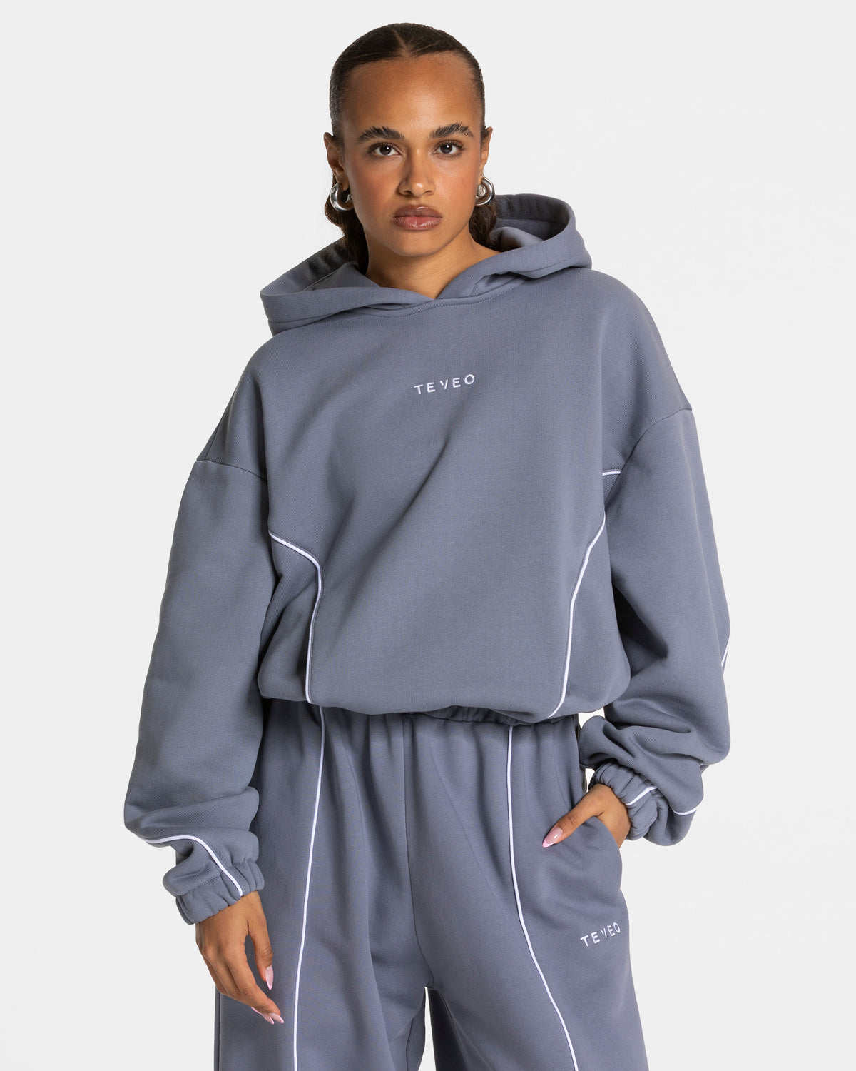 Contrastline Hooded Sweater ‘Ice Grey’