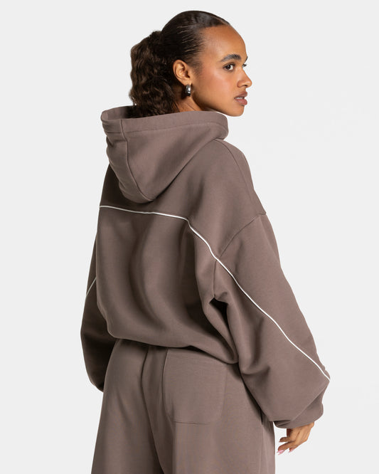 Contrastline Hooded Sweater ‘Mocha’