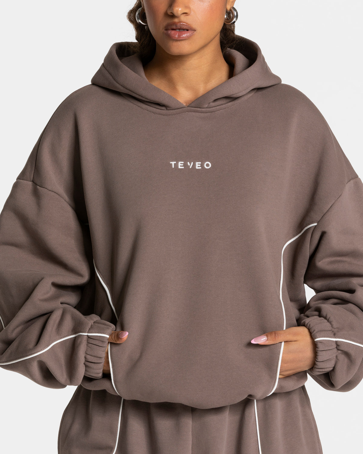 Contrastline Hooded Sweater "Mokka"