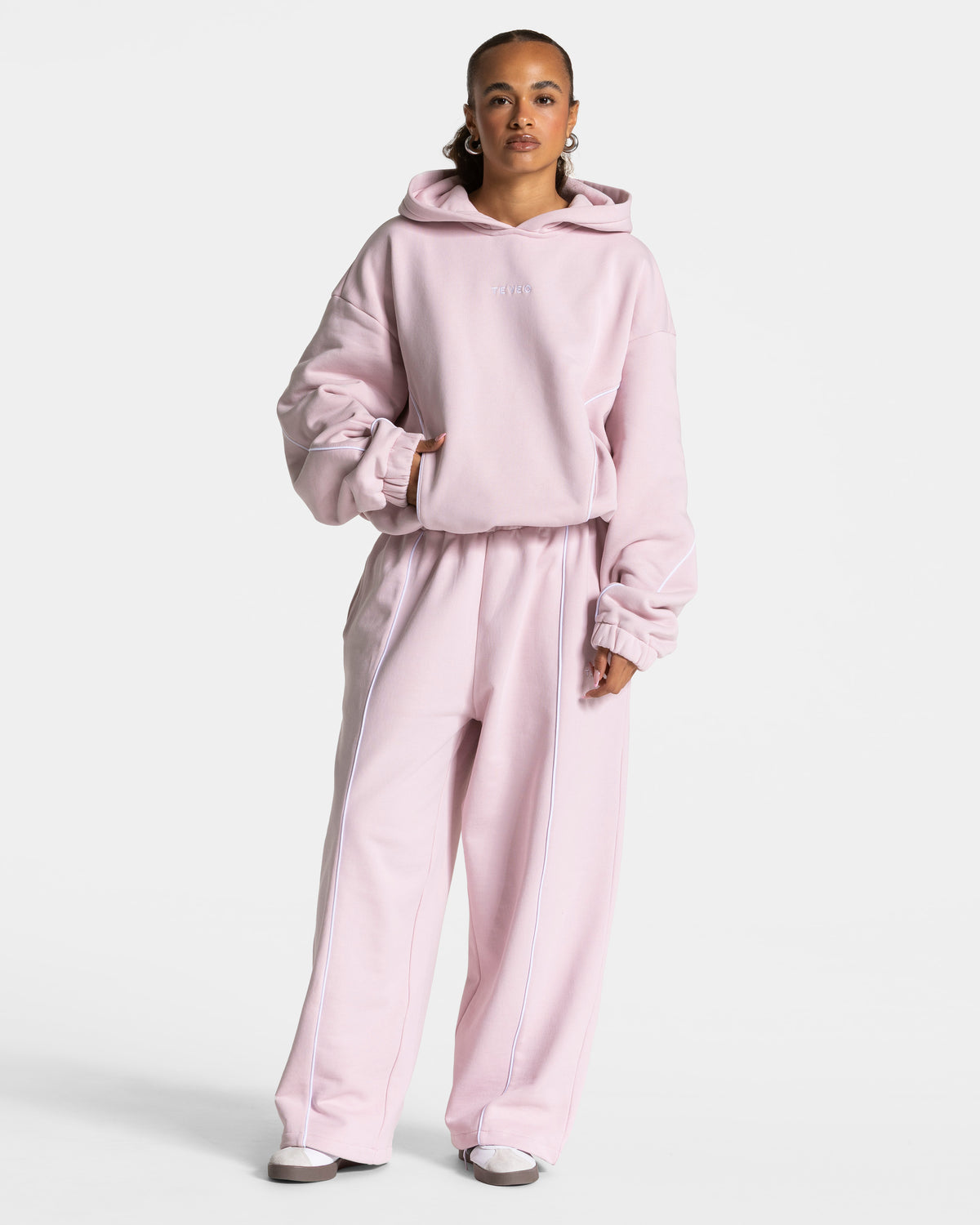 Contrastline Hooded Sweater ‘Pink’