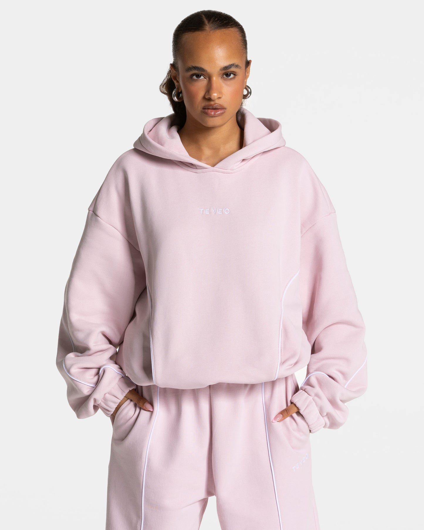 Contrastline Hooded Sweater ‘Pink’