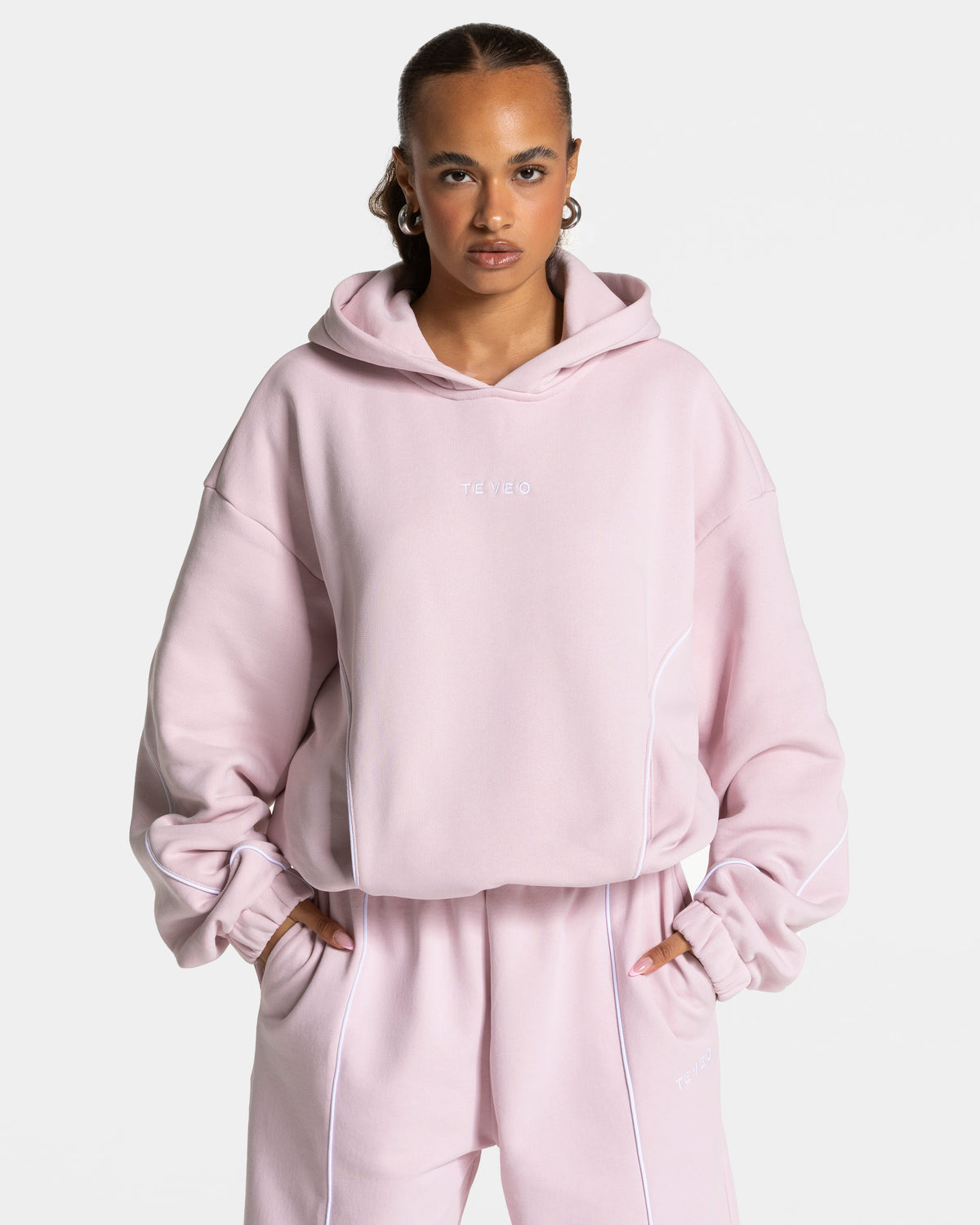 Contrastline Hooded Sweater ‘Pink’