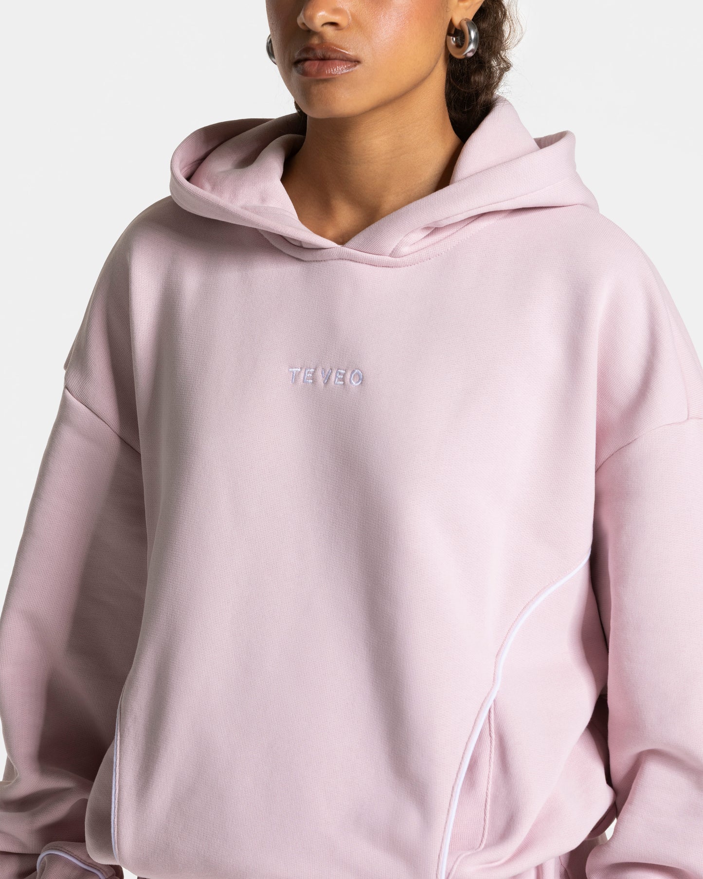 Contrastline Hooded Sweater ‘Pink’