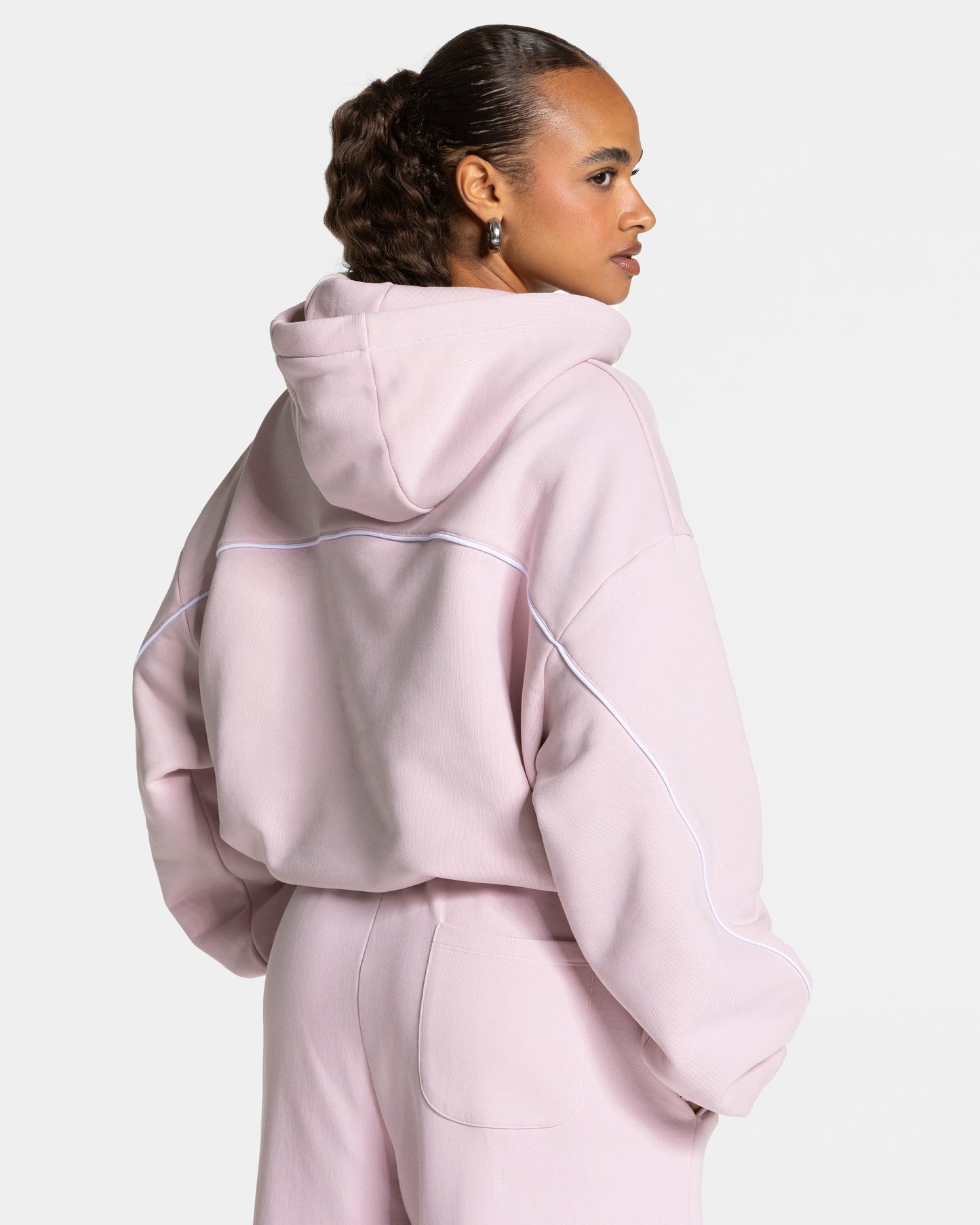 Contrastline Hooded Sweater ‘Pink’