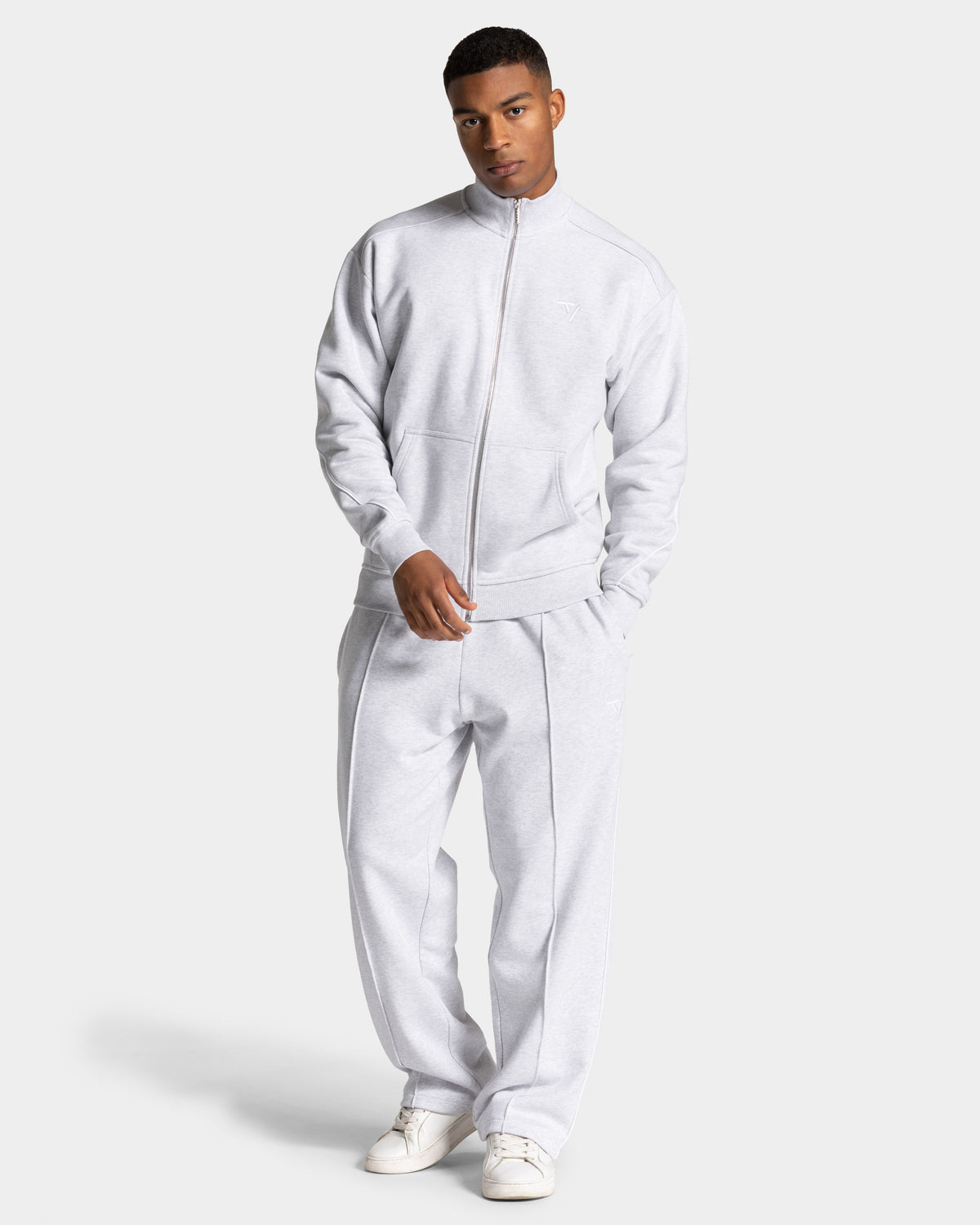 Bluza rozpinana Contrastline Zip „Biały melanż – biały”