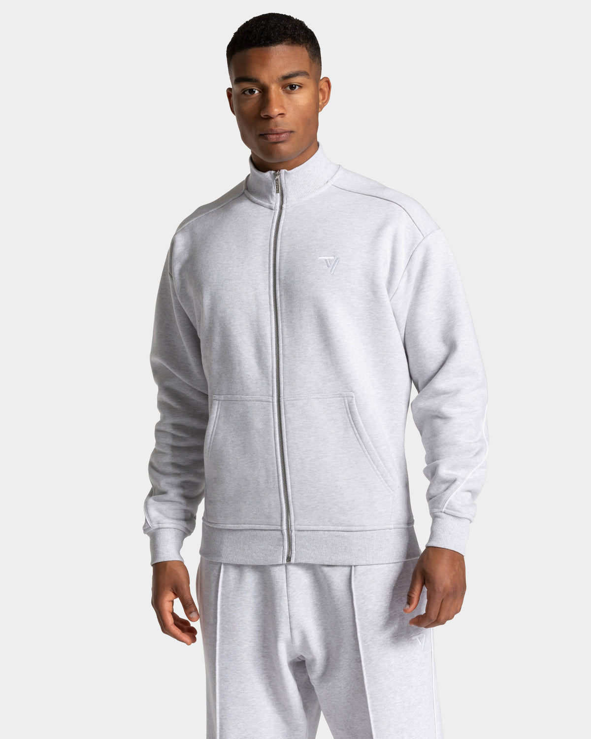 Bluza rozpinana Contrastline Zip „Biały melanż – biały”