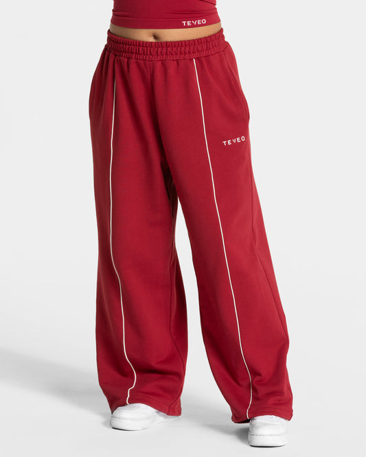 Contrastline Wide Leg Joggers ‘Cherry’