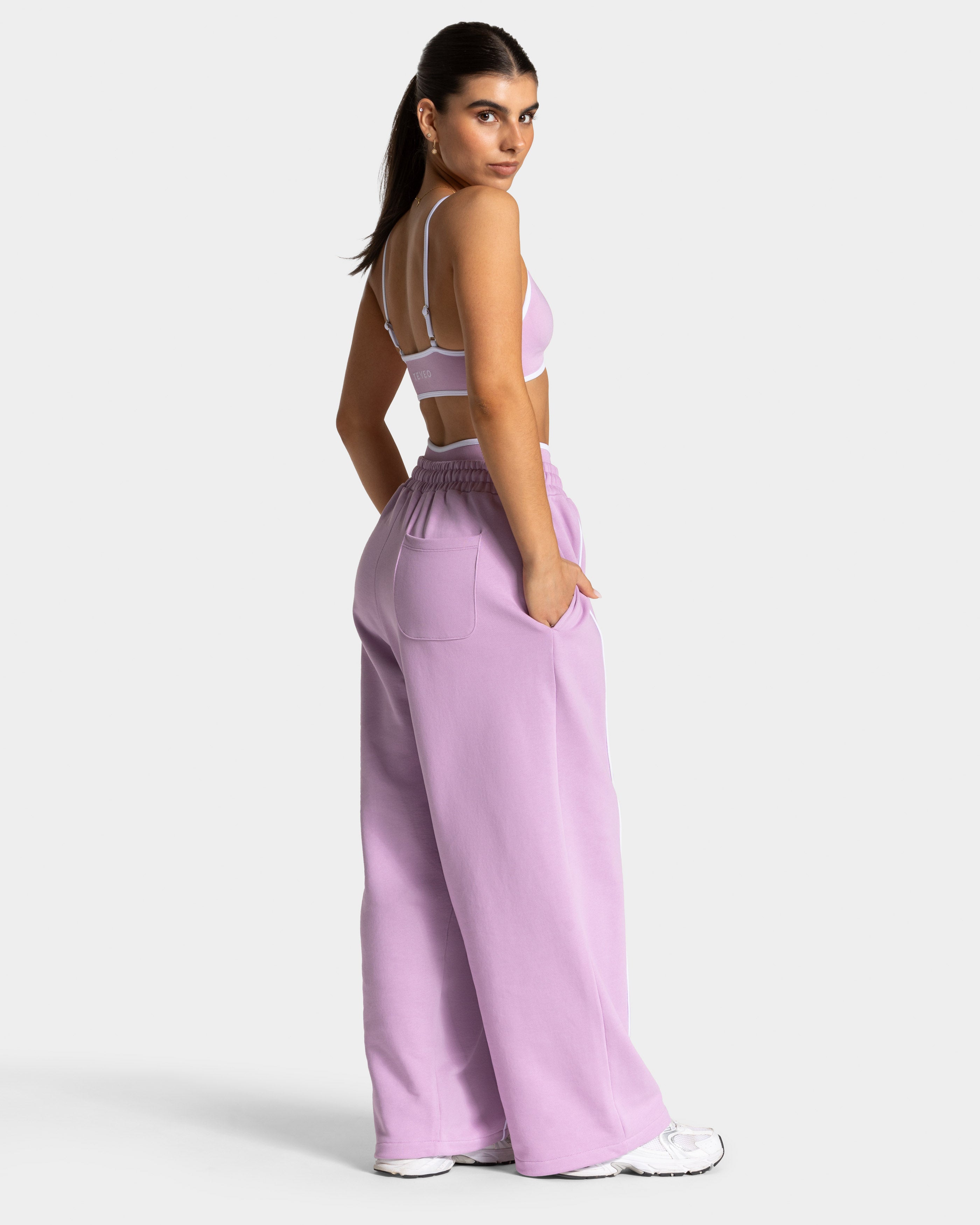 Contrastline Wide Leg Joggers 'Orchid'