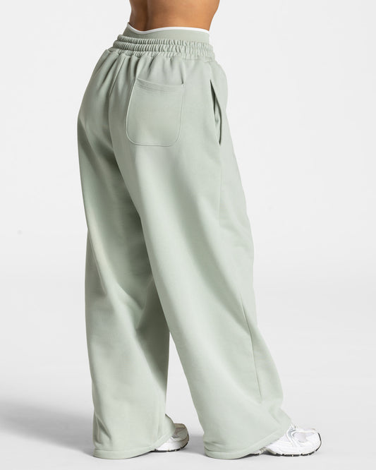 Contrastline Wide Leg Joggers ‘Pistachio’