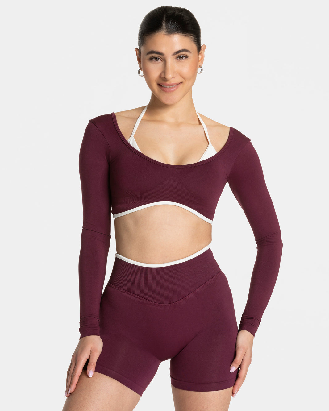 Maglia manica lunga Contrastline "Prugna"