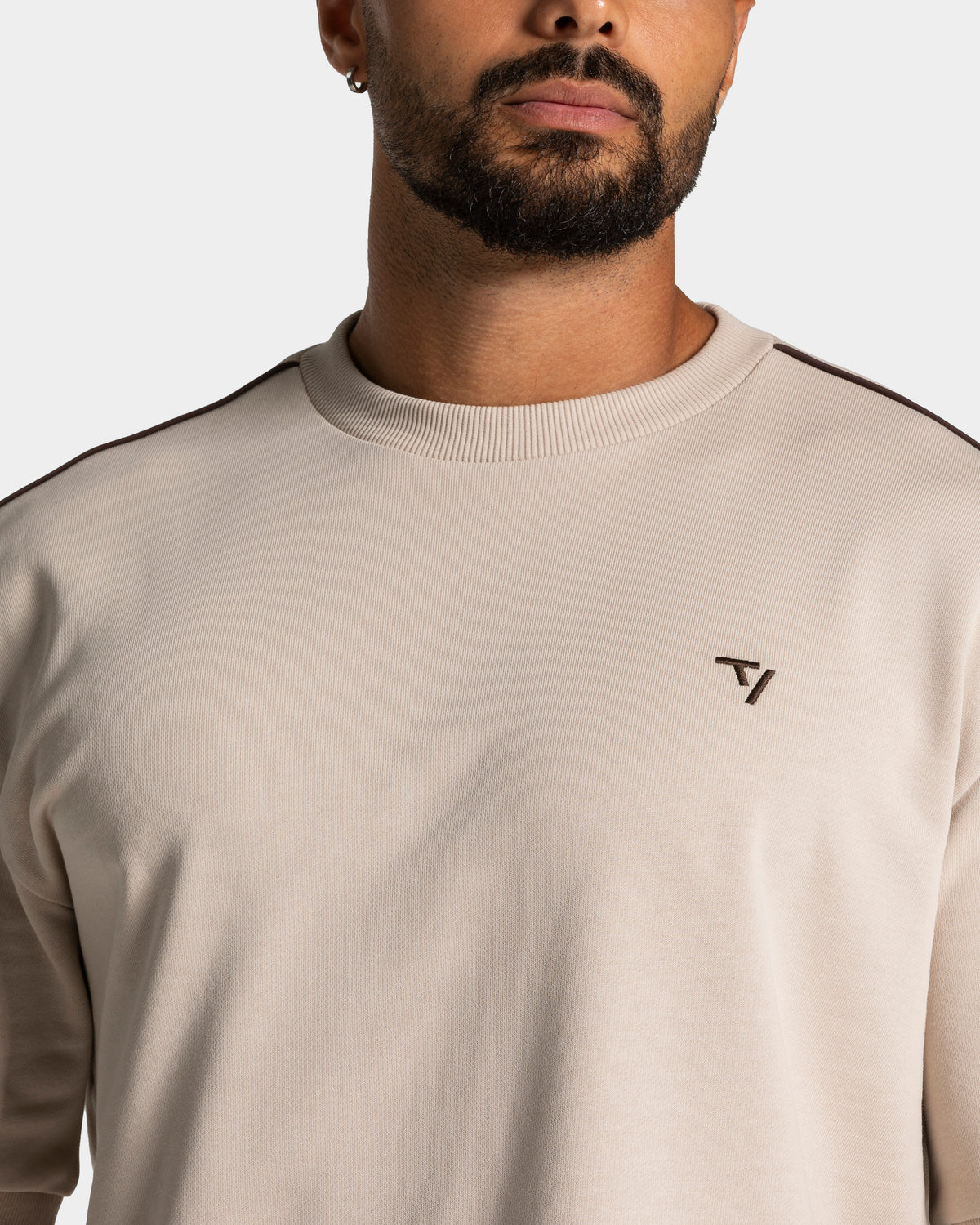 T-shirt Contrastline Oversized „Cream”