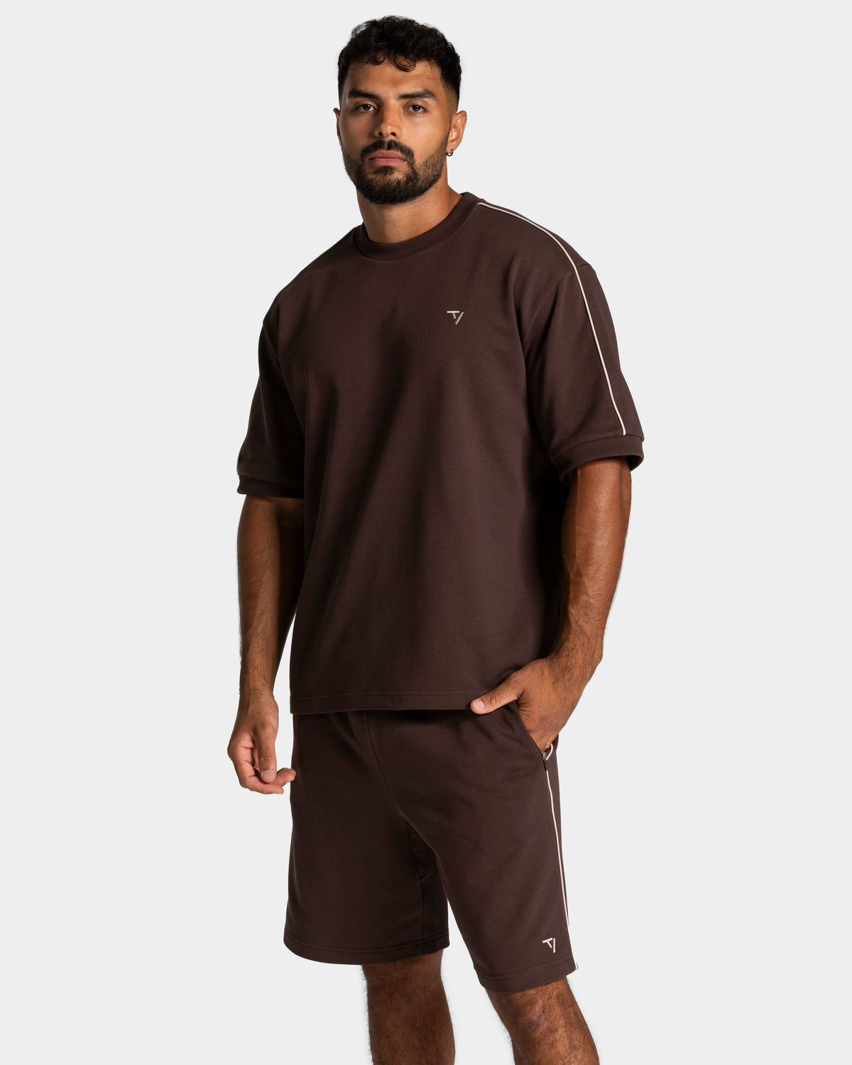 T-shirt oversize Contrastline "Espresso"