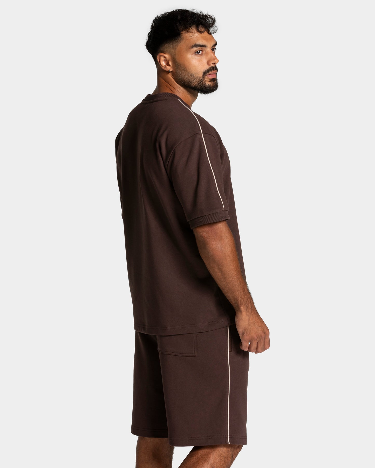 T-shirt Contrastline Oversized „Espresso”