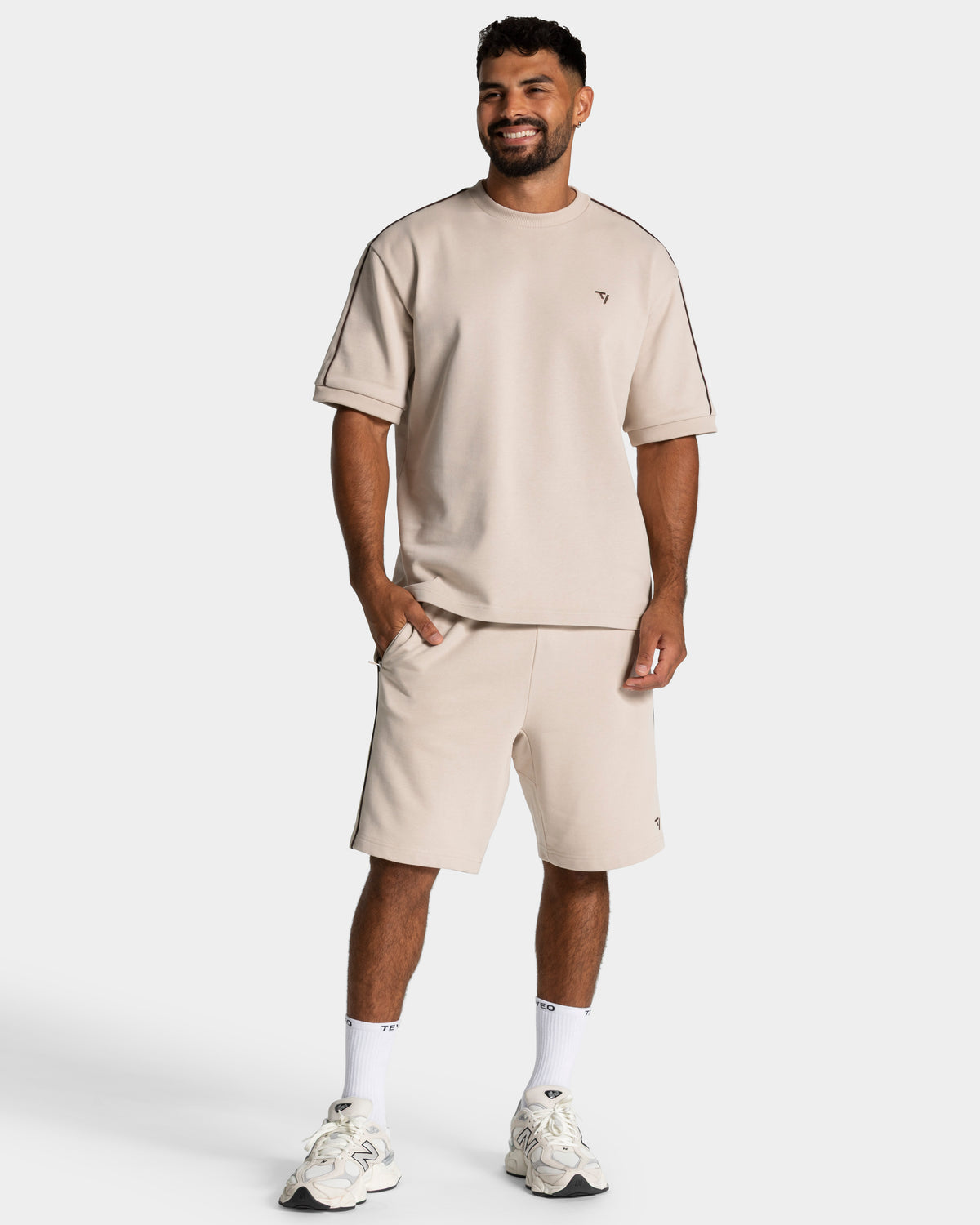 T-shirt Contrastline Oversized „Cream”