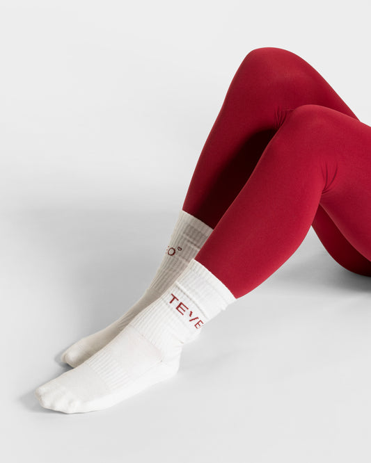 Contrastline Socks (2-Pack) ‘Off White - Cherry’