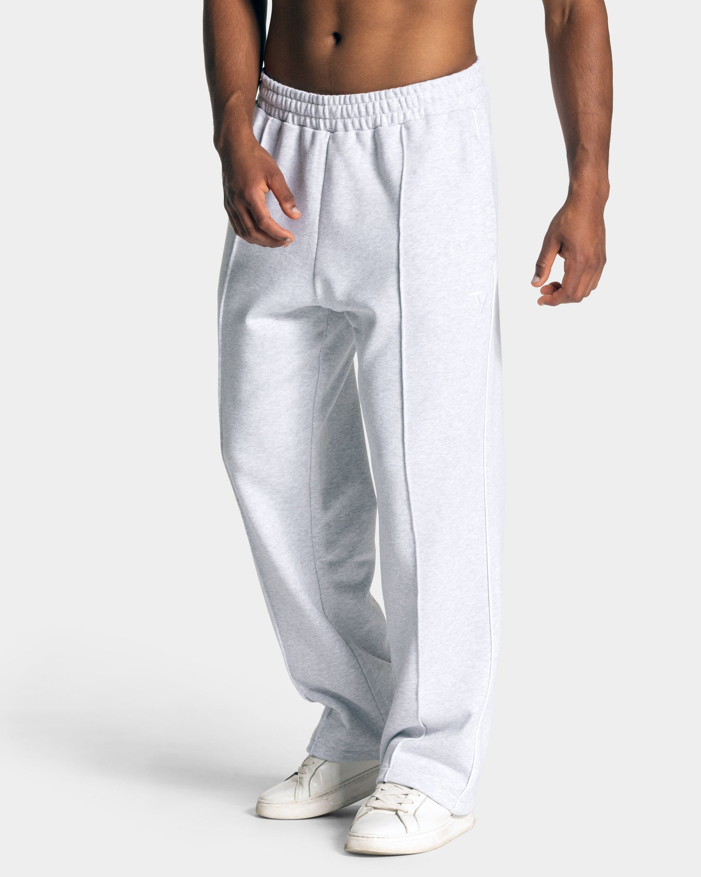 Contrastline Straight Leg Joggers ‘White Merl – White’