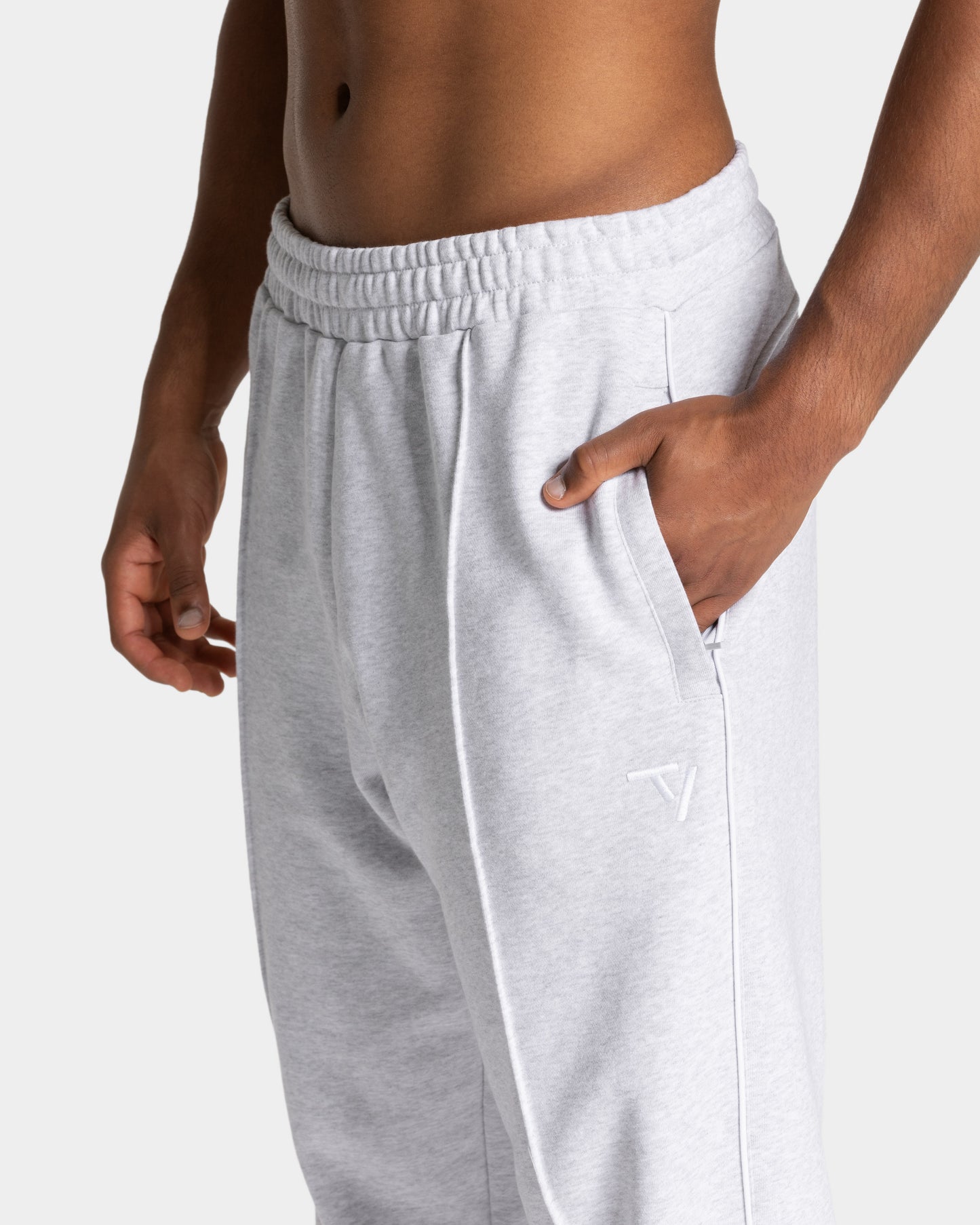 Contrastline Straight Leg Joggers ‘White Merl – White’