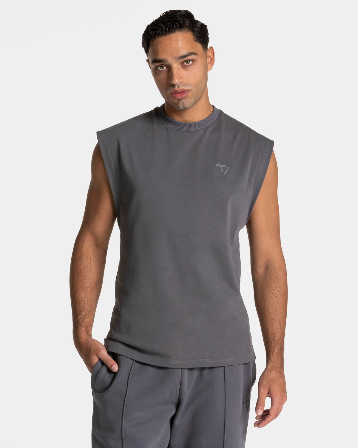 Camiseta oversize sin mangas Contrastline «grafito»