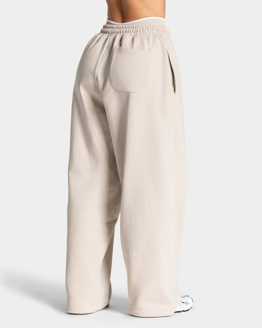 Contrastline Wide Leg Joggers ‘Cream’