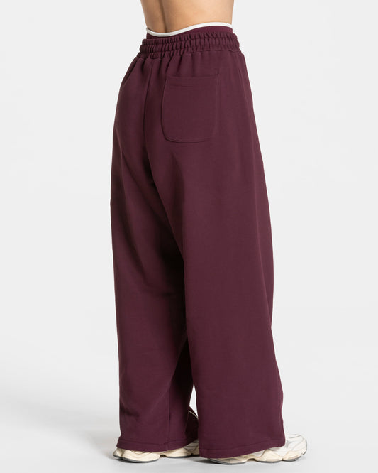 Contrastline Wide Leg Joggers ‘Plum’