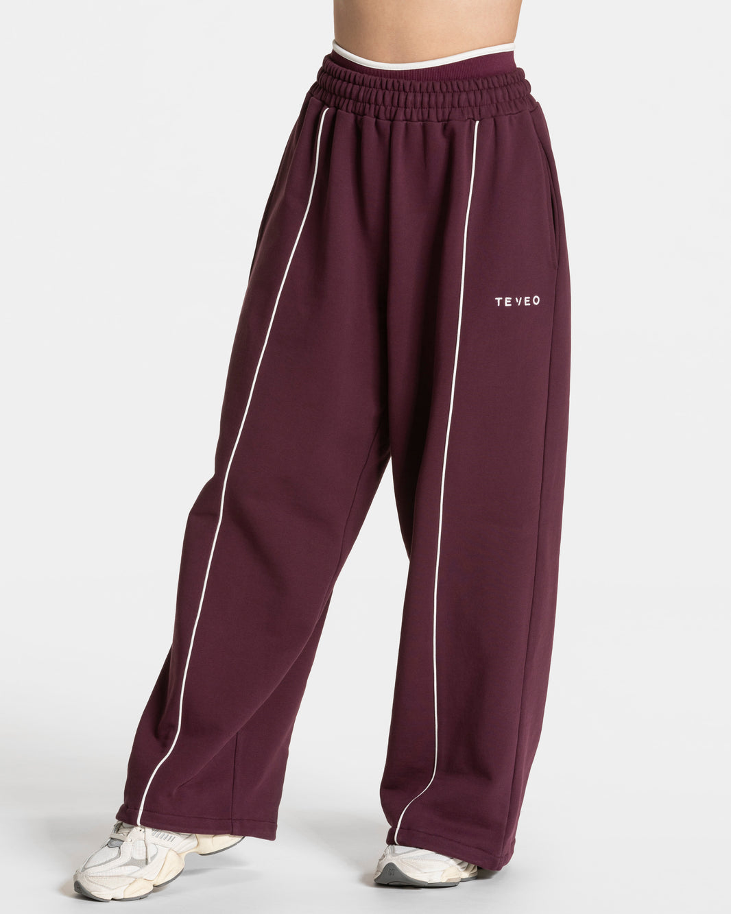 Joggers Wide Leg Contrastline "Prugna"