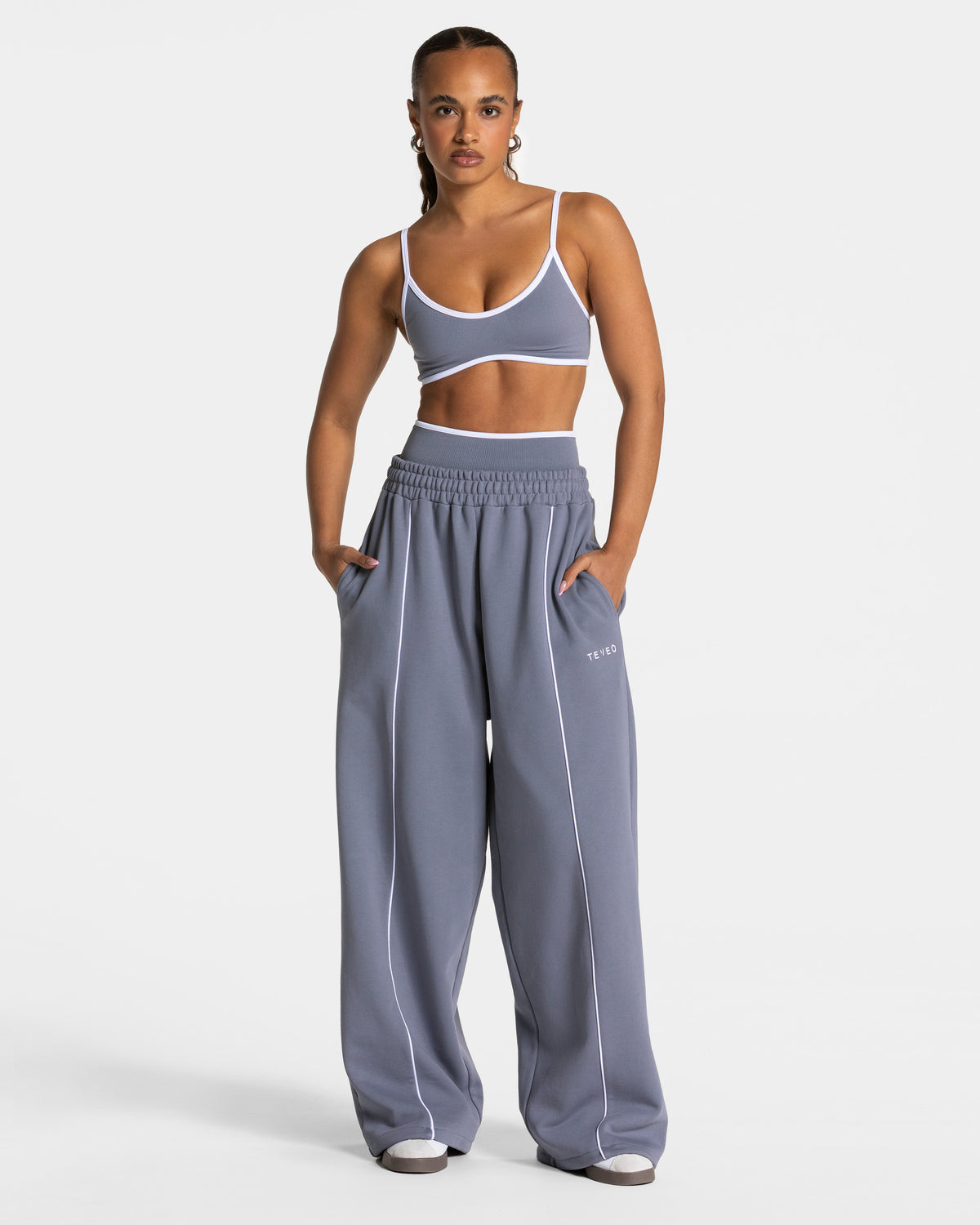 Contrastline Wide Leg Joggers ‘Ice Grey’