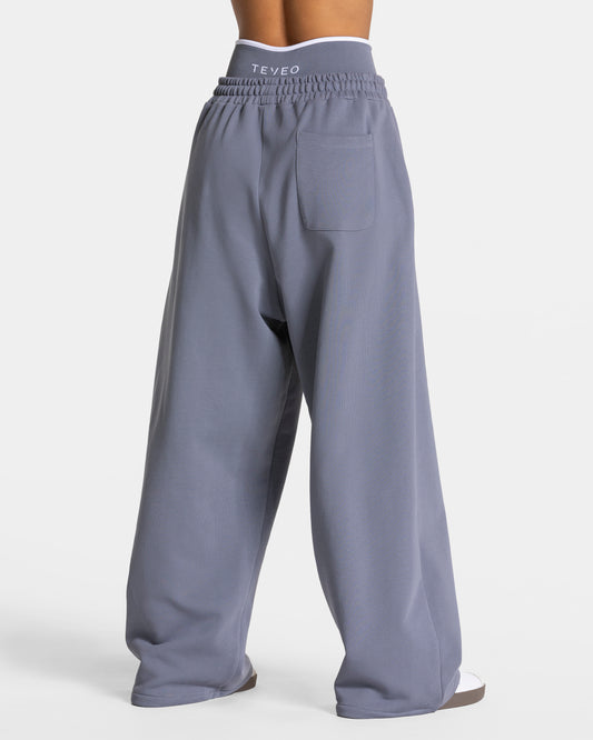 Contrastline Wide Leg Joggers ‘Ice Grey’