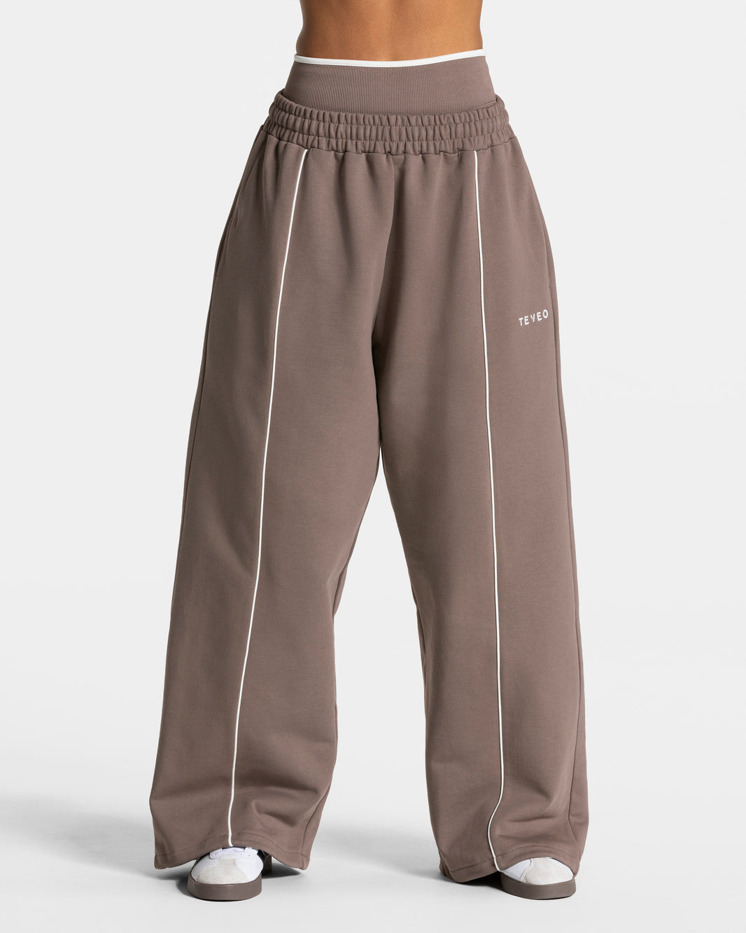 Contrastline Wide Leg Joggers ‘Mocha’