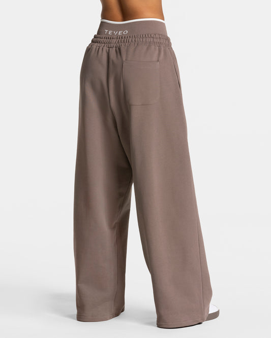 Contrastline Wide Leg Joggers ‘Mocha’