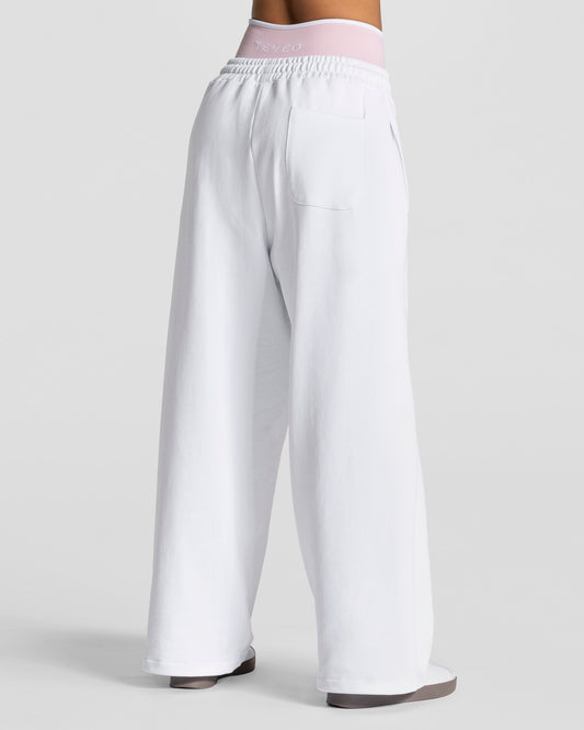Contrastline Wide Leg Joggers ‘White’
