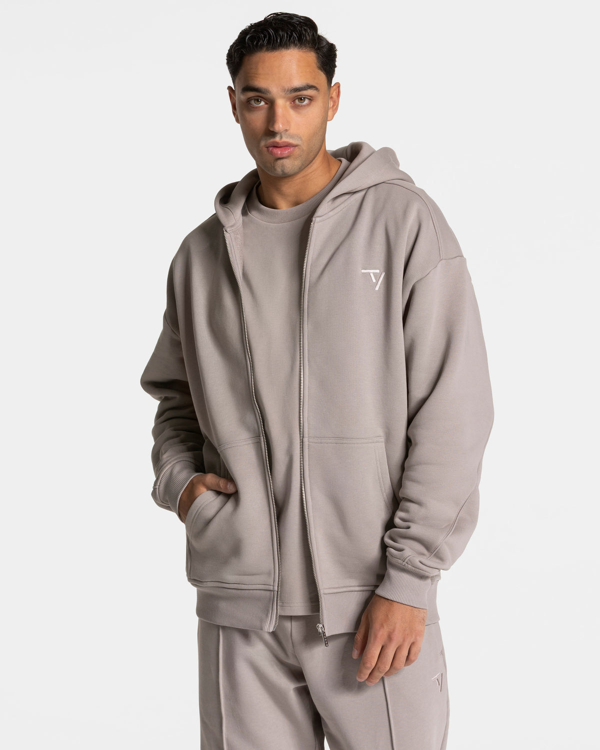 Contrastline Zip Jacket ‘Stone’