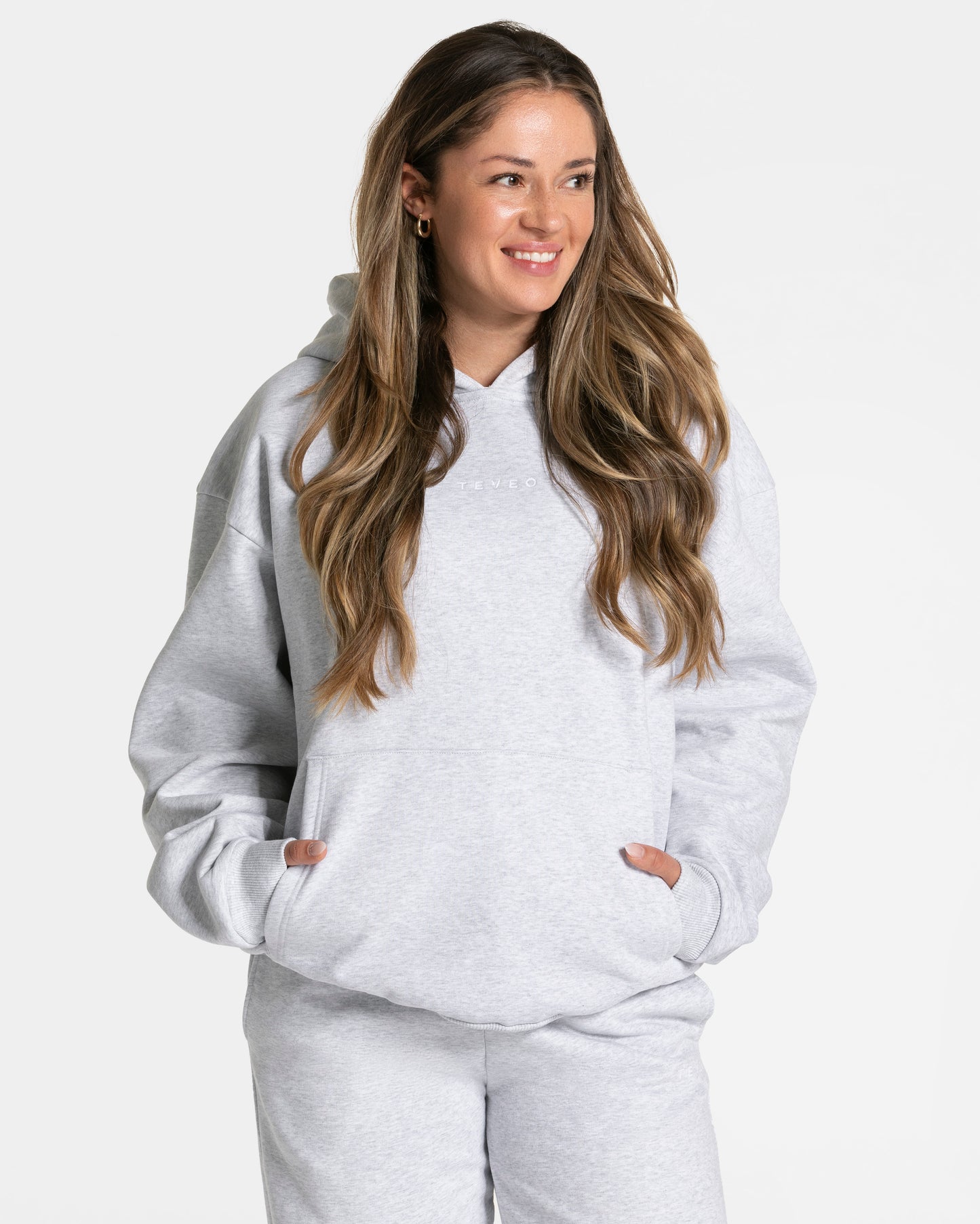 Sweat à capuche oversize RI’VAIV femmes « gris clair »