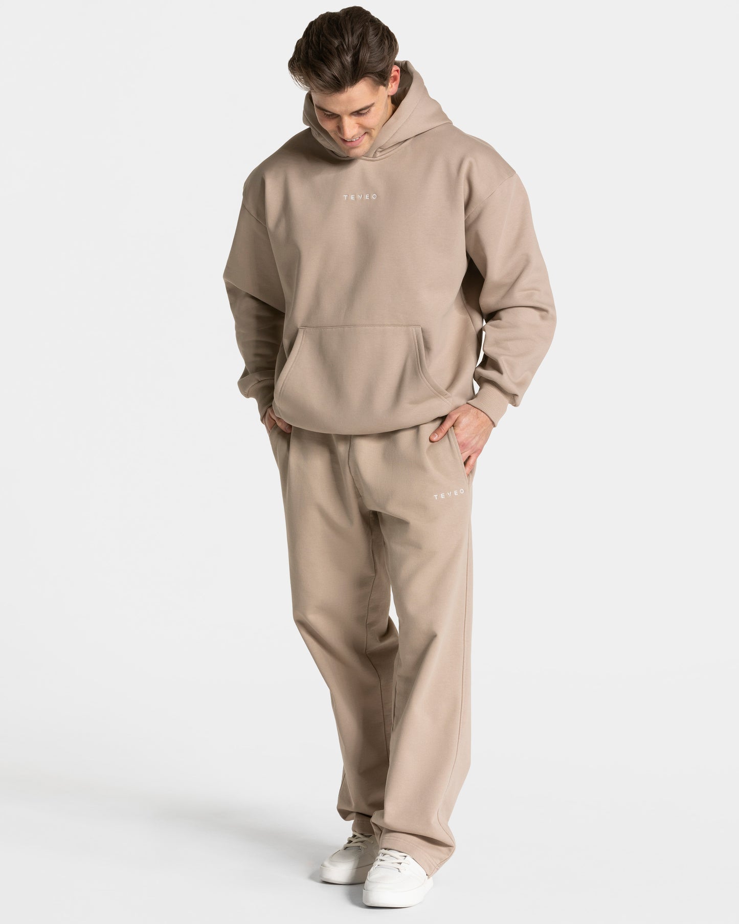 Sweat à capuche oversize RI’VAIV hommes « taupe »