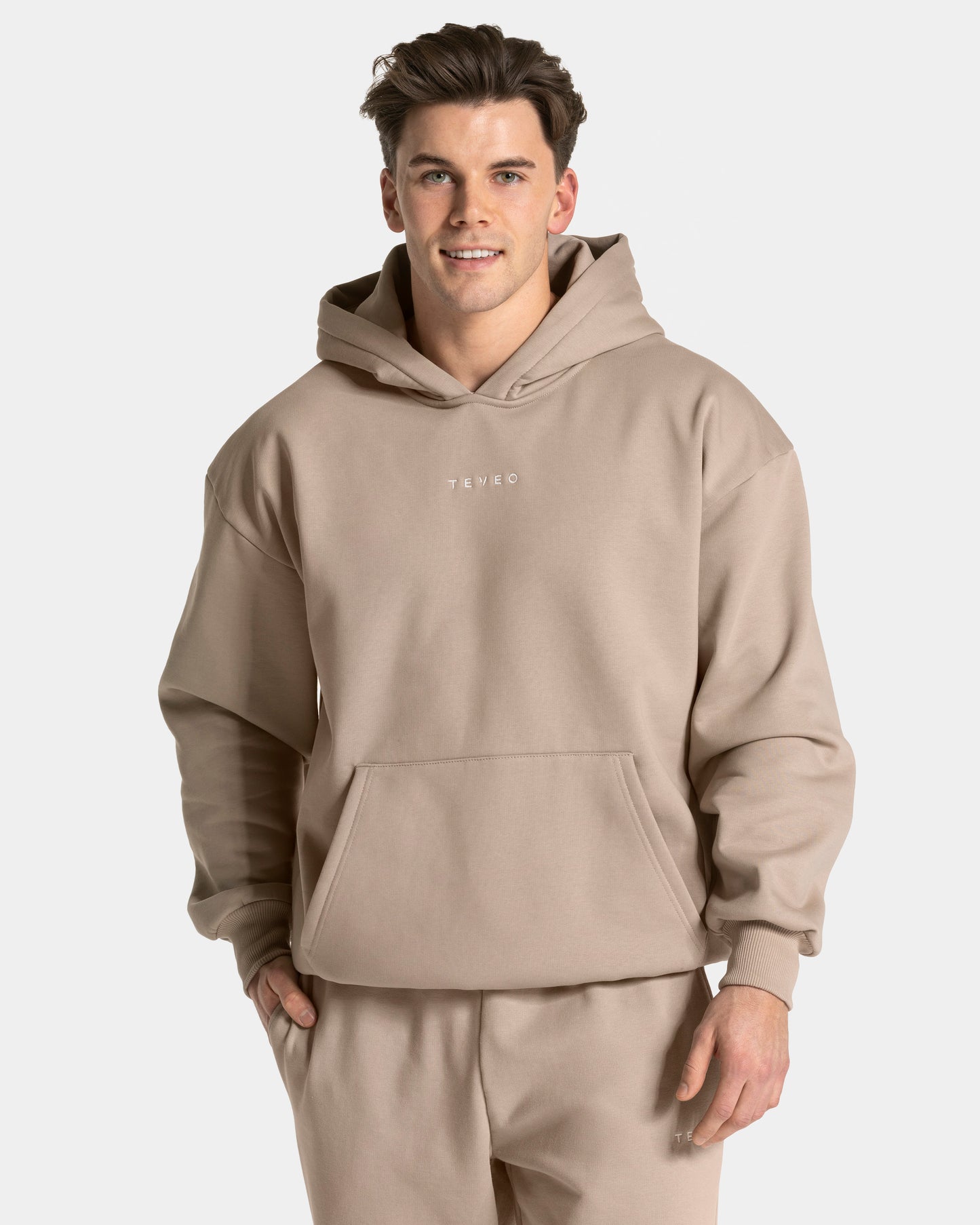 Sweat à capuche oversize RI’VAIV hommes « taupe »