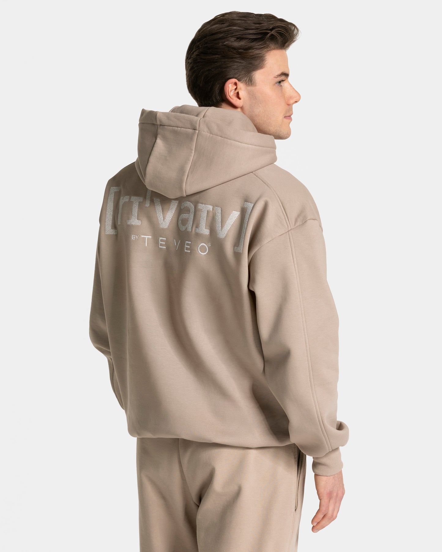 Sweat à capuche oversize RI’VAIV hommes « taupe »