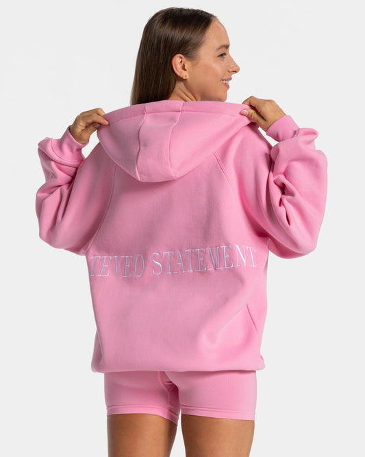 Statement Oversized Full Zip Hoodie ‘Pink’
