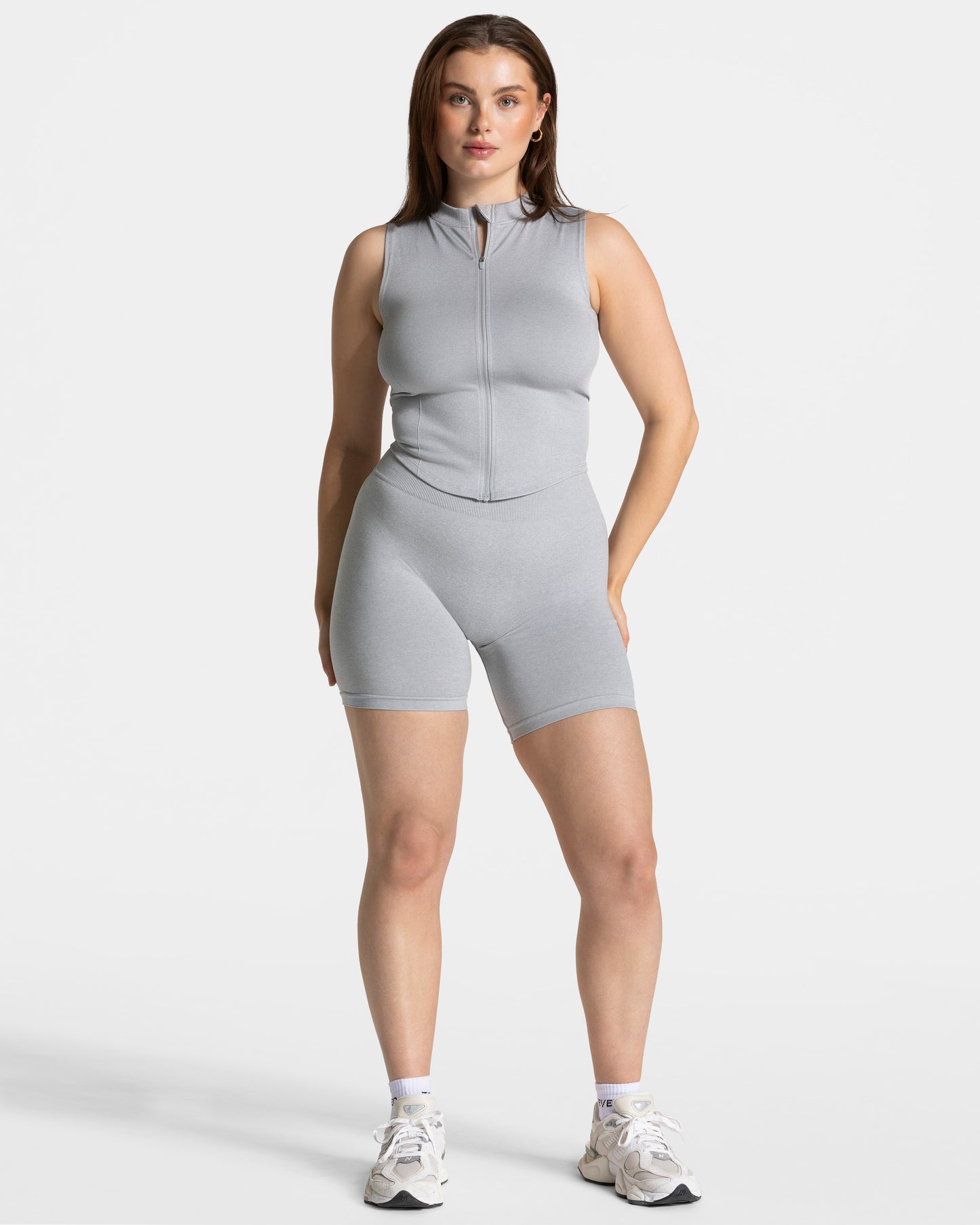 Camiseta sin mangas con cremallera Timeless Pro «gris claro»
