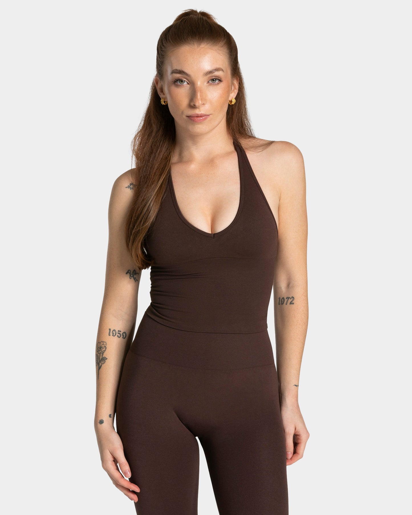 Top con scollo all’americana Timeless Pro "Espresso"